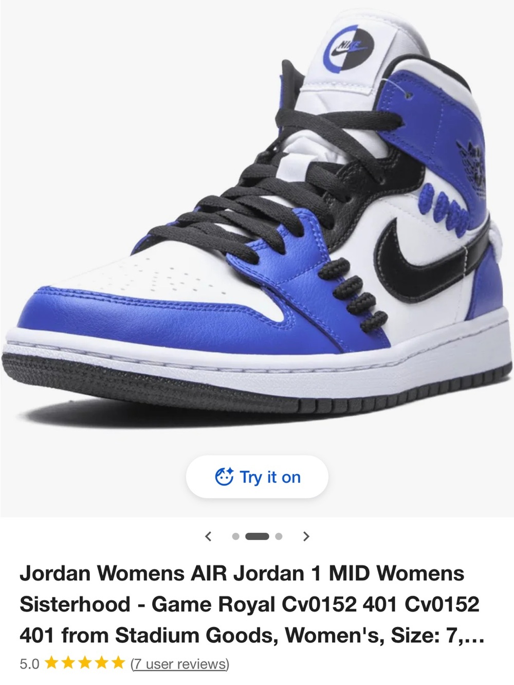 Jordan Women's Air Jordan 1 Mid - Game Royal/Black/White
